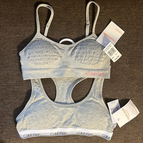 New Calvin Klein Girls Bralette Bundle of 2 - Size Medium 7/8 in Heather Grey - Picture 10 of 10